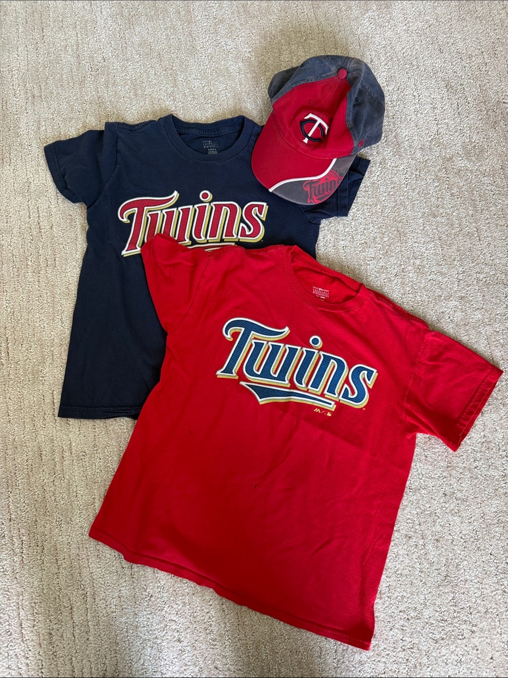 Majestic Twins Short Sleeve Kids Tees - Red & Navy